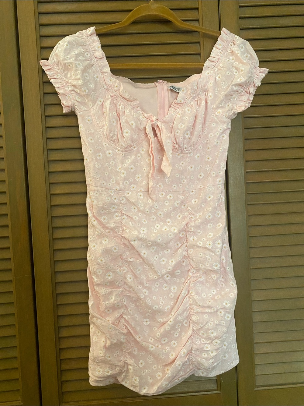 Princess Polly Light Pink Daisy Eyelet Mini Dress